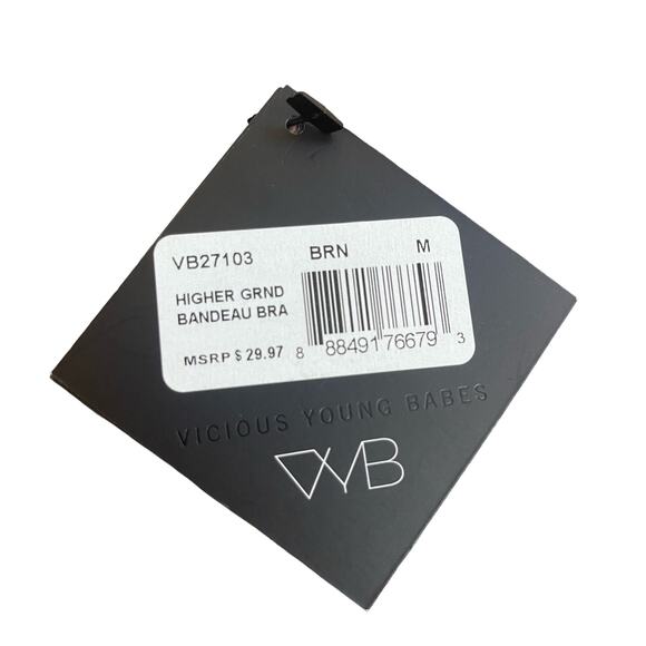 VYB SWIM SIENNA TOP HIGHER GROUND Black Tan Tie Front Size Medium NWT - Picture 5 of 7